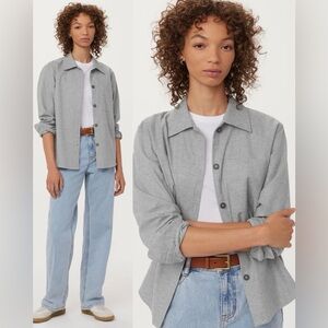 Frank and Oak Flannel Wool Blend Overshirt in Gray , size M